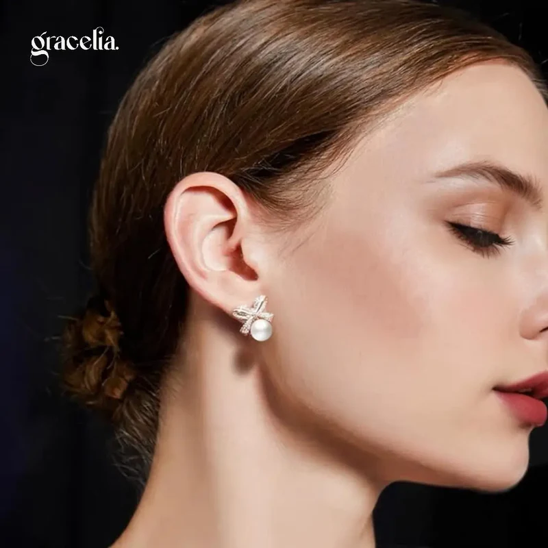 Your Best Chance to Sparkle! Glistening Butterfly Pearl Stud Earrings – At an Unbelievable Promotional Price! - Second Image
